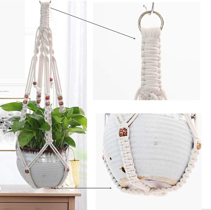Belit 2 Pack Macrame Plant Hangers Indoor Hanging Planter Basket Decorative Flower Pot Holder Rope for Indoor Outdoor Home Decor