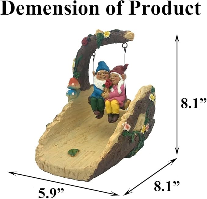 Gnome On The Swing Gutter Downspout Extension Decoration,Rain Downspout Diverter Garden Statue,Decorative Gutter Extension,Downspout Splash Block,Animal Resin Statue Outdoor Décor