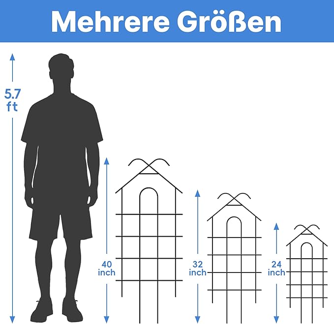 ARIFARO 40'' Metal Garden Trellis for Climbing Plants, Indoor/Outdoor Sturdy Plant Trellis for Potted Plants,House Plants, Climbing Vines, Pack of 4, Black