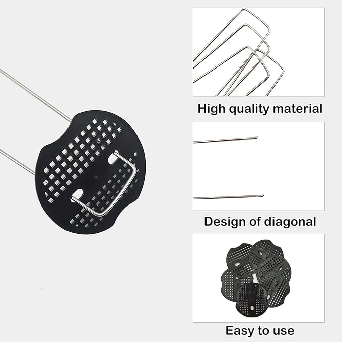 50 PCS Garden Landscape Stakes Staples and Gasket, Thick Heavy Duty Yard Ground Pin for Weed Barrier SodFabric for Weed Barrier Irrigation Tubing Garden Decor, Securing Lawn Fabric, Weed Barrier