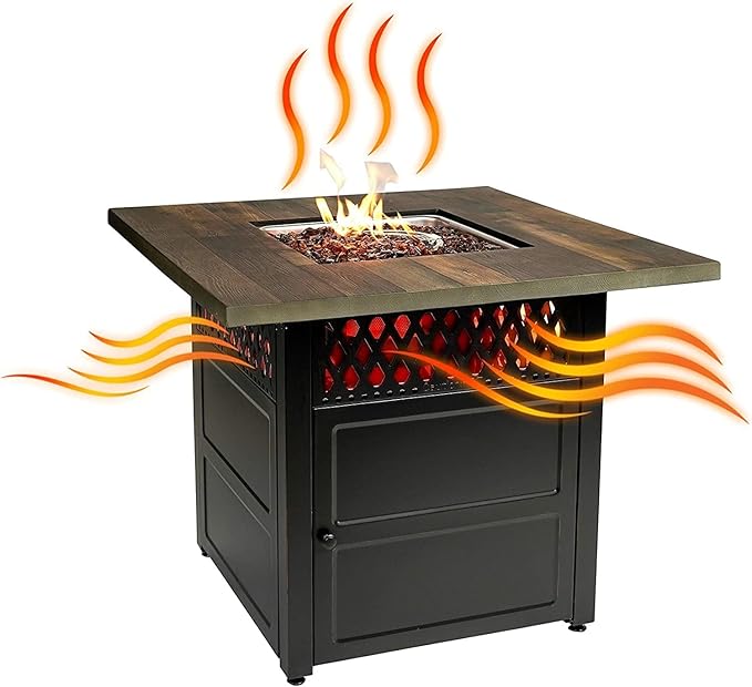 DualHeat by Endless Summer, The Harris, 38" Square Propane Gas Outdoor Fire Pit/Patio Heater