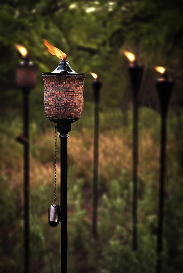 Deco Window 2 Pcs Garden Torch for Outdoor 4-in-1 Convertible Table Torch Citronella Oil Lamp for Backyard Patio Deck Table Top & Ground Installation (Mosaic)