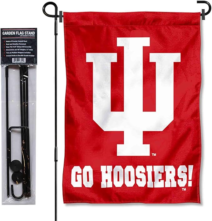 College Flags & Banners Co. Indiana Hoosiers Go Hoosiers Garden Flag with Pole Stand Holder