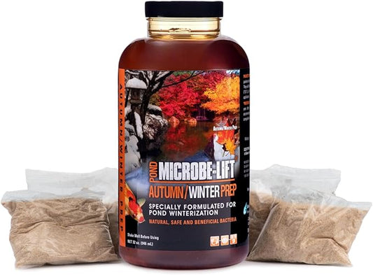MICROBE-LIFT AUTPREP Autumn and Winter Prep Seasonal Conditioner for Ponds and Outdoor Water Gardens, OK for Live Koi Fish, Plants, and Decor, 32 Ounce Liquid and 4 2-Ounce Packets