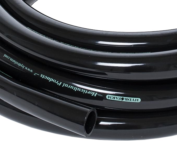 Active Aqua Hydrofarm 0.75 Inch Inside Diameter Vinyl Tubing for Indoor Vegetation Growing Hydroponic Irrigation Systems and Tanks, 25 Feet, Black