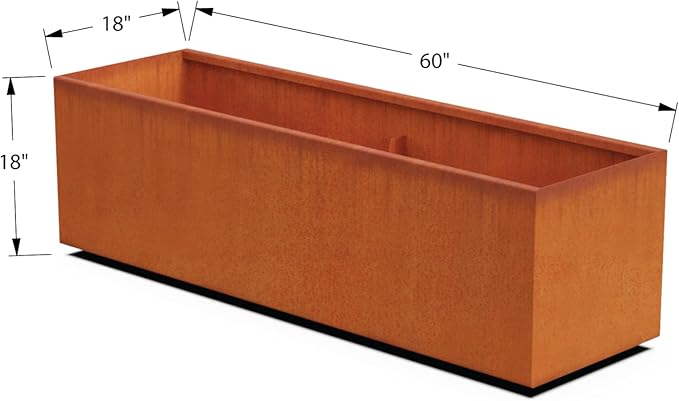 Corten Steel Planter Rectangle Outdoor Metal Garden Box Heavy Duty | Made in USA | Fully Assembled