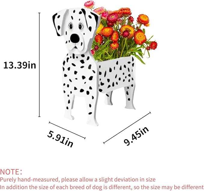 Dalmatian Dog Planter Plant Pots,Cute Garden Dog Flower Planter,Dog Planters Birthday Gifts for Women,Office,Indoor/Outdoor Decor（9.45 * 5.91 * 13.35in）