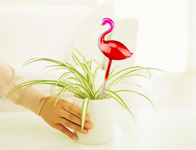Adabocute Plant Watering Globes, Flamingo Self Watering Globes, Glass Self Watering Planter Insert, Gradient Hot Pink Plant Watering Devices, Automatic Plant Waterer Indoor, Watering Bulbs, 2 Pack
