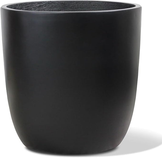 Concrete Planter Outdoor Indoor, Large Cement Plant Pots for Trees Flowers (Black, 18 inch)