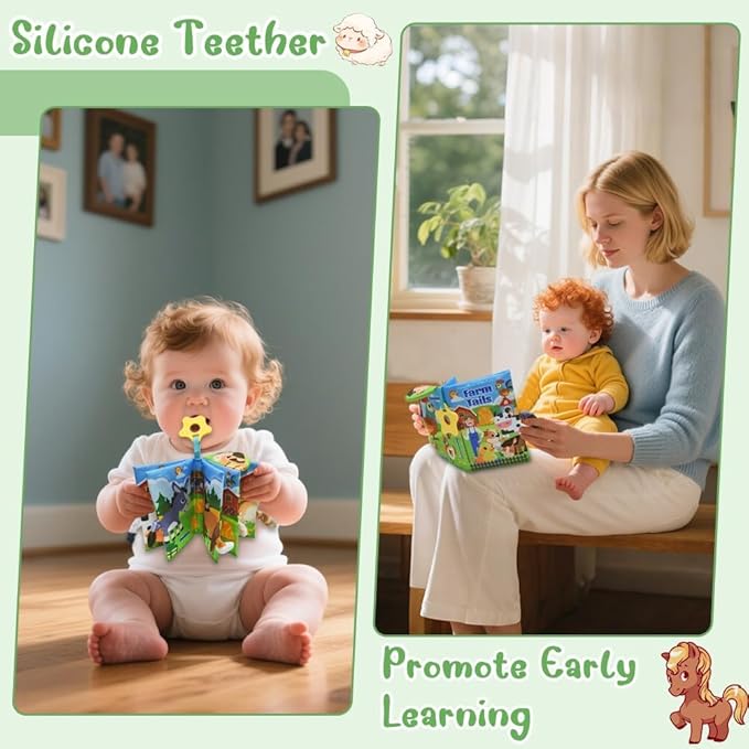 Big Musical Red Barn Toy Farm Animal Finger Puppets for 1 2 3 4 5 Years Old, Animal Figures Playset with Farm Tails Baby Book, Sensory Learning Toys Gift for Toddlers Boys Girls