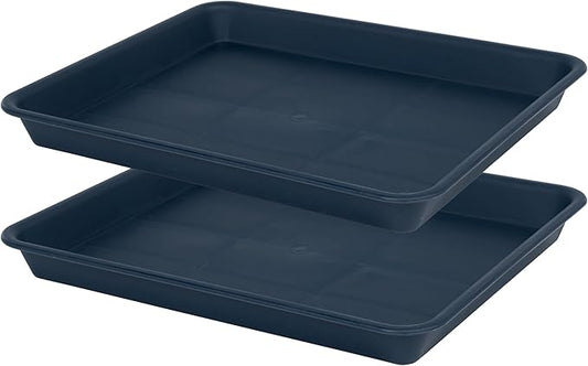 Plant Saucer Growing Tray, Seed Starter Tray Rectangular, Heavy Sturdy Plastic Plant Saucers Drainage Trays, Plant Drip Trays for Pots, Seed Starter Growing Tray (11 x 9 inch, 2 Pack)