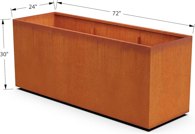 Corten Steel Planter Rectangle Outdoor Metal Garden Box Heavy Duty | Made in USA | Fully Assembled