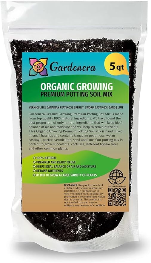 Premium Organic Growing Medium by Gardenera - Harness The Power of Nature for Remarkable Plant Results - 5 QUARTS