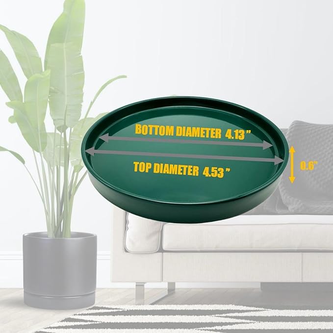 4 Pack Ceramic Plant Saucer Pot Tray 4 Inch, Planter Saucers 4 5 6 7 8 9 10 11 12 13 Inch for Indoors Outdoor, Durable Sturdy Flower Drainage drip Water Tray for Glazed Pots Base (4.7 Inch-Green)