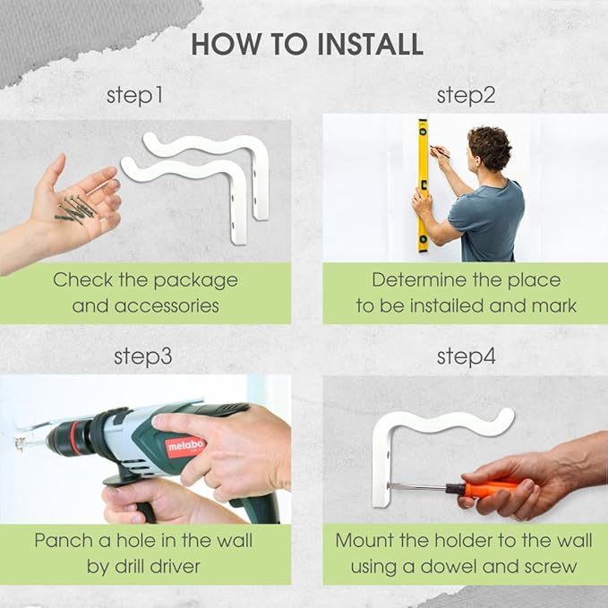 2-Piece Set of Wavy Wooden Wall Planters for Indoor Plants 6 Inch - Natural Plant Hook for Wall Plant, Wind Chimes, Flower Brackets, Patio Garden Decorations - Bracket Plant Hanger (White)