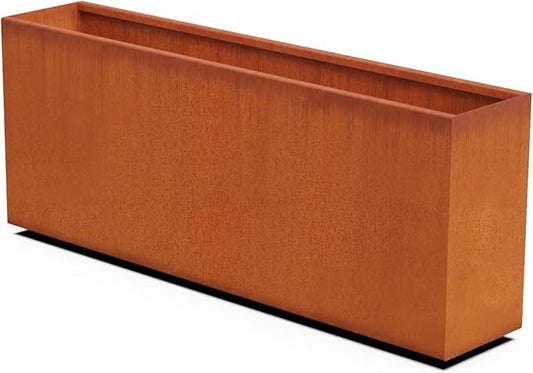 Corten Steel Planter Rectangle Outdoor Metal Garden Box Heavy Duty | Made in USA | Fully Assembled