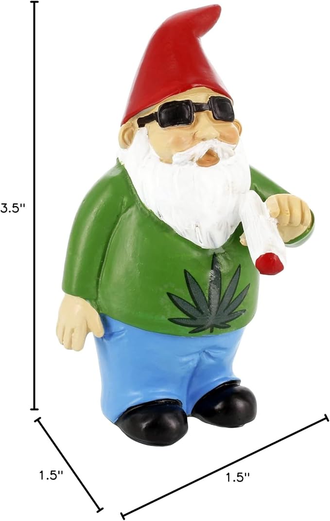 Gnometastic Mini Gnomes - Smoking Gnome, 3.5 inch Hippie Gnome for Fairy Garden, Indoor Outdoor Funny Garden Gnomes Decoration for Yard, Planter, Lawn Ornament, Patio and Home Decor