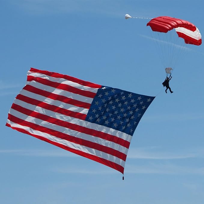 AZCOVER American Flag 12x18 FT Luxury Us Flag for Outside Made in USA Heavy Duty Nylon American Flags for Outdoor with Embroidered Stars Sewn Stipes and Brass Grommets All Weather Lasting United