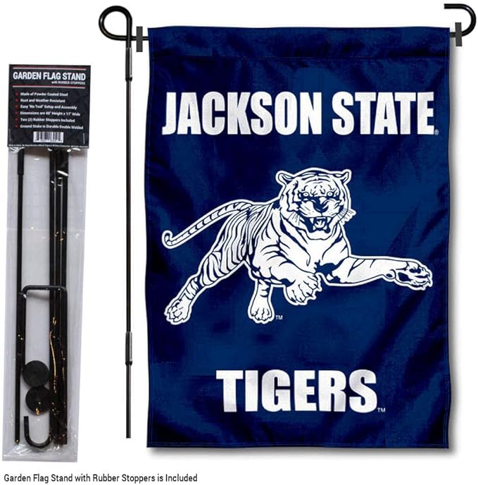 College Flags & Banners Co. Jackson State Tigers Garden Flag with Pole Stand Holder
