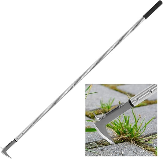 Crack Weeder, Stainless Steel Manual Crevice Weeding Tool, Long Handle Weed Grabber Remover, L-Shaped Manual Weeder Puller, Durable Crevice Weeding Tool for Sidewalk Garden Patio Lawn