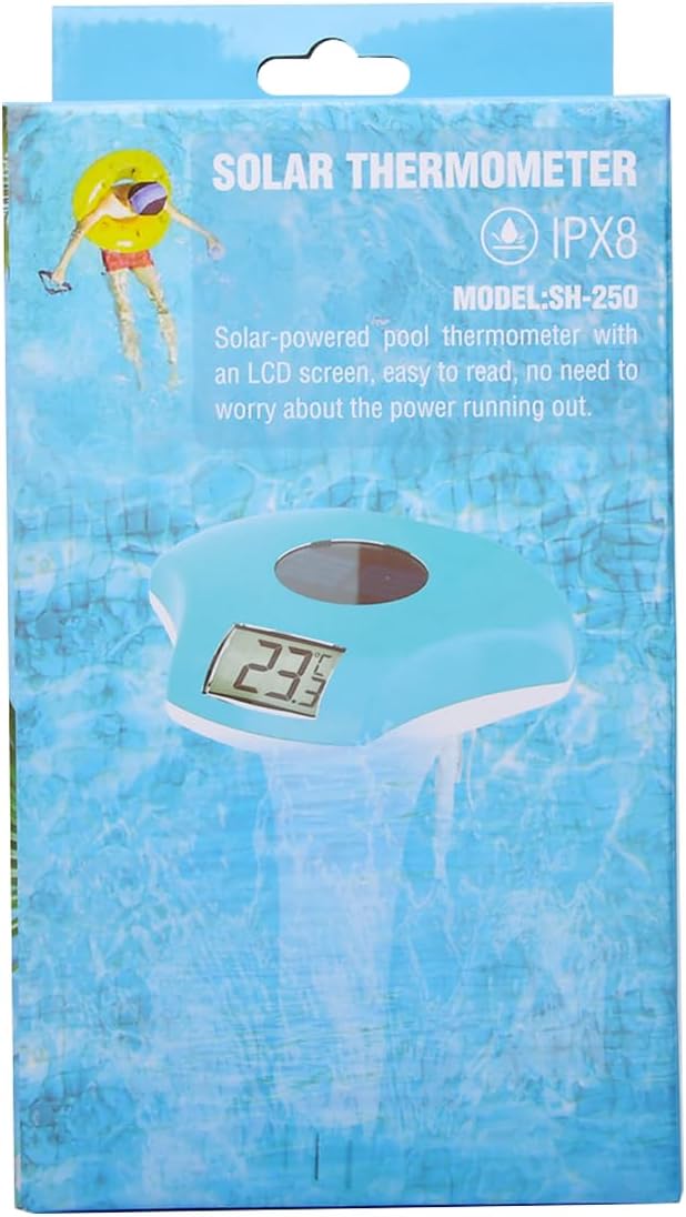 BALDR Pool Thermometer Floating Easy Read, IPX8 Waterproof, Solar Powered Digital Pool Thermometer with LCD Screen for Swimming Pool/Hot Tub/Aquarium (Navy)