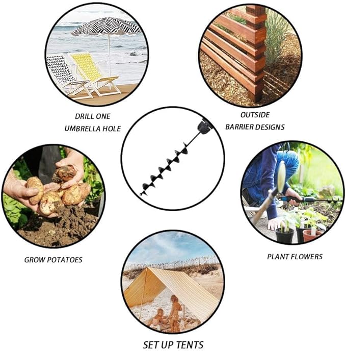 Auger Drill Bit for Planting - 3 x 24 inch Plant Auger for Cordless Drill - Bulb Planter Tool for Bulbs Planting&Holes Digging - 3/8" Hex Drive Drill