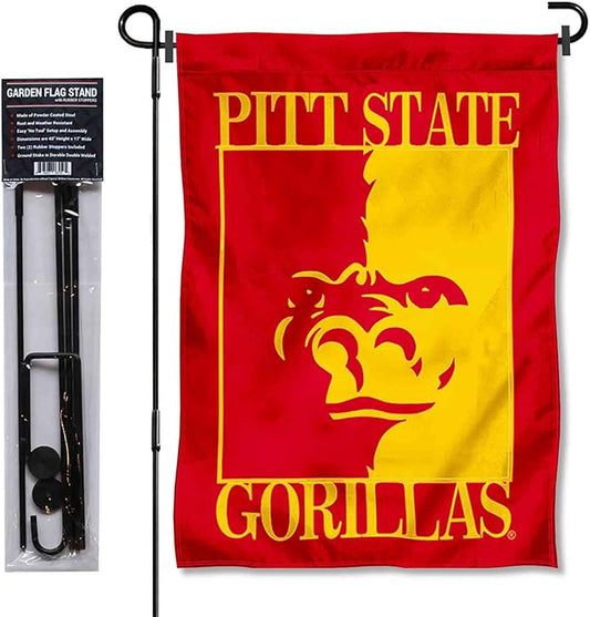 College Flags & Banners Co. Pittsburg State Gorillas Garden Flag with Pole Stand Holder