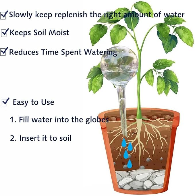 10pcs Plant Watering Devices, Planter Self Watering Globes for Home Potting, Plastic Garden Flower Plant Watering Spikes Automatic Plant Waterer System Set Suit for All Indoor Outdoor Plant