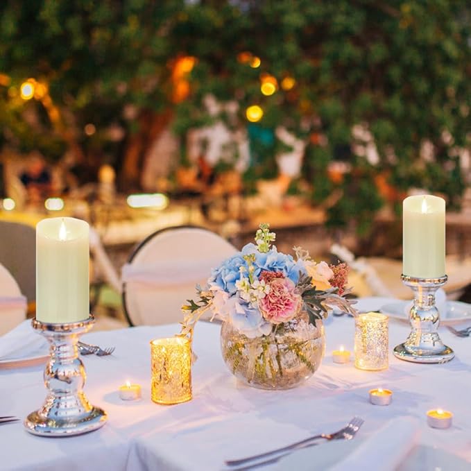 Flameless Flickering Battery Operated Candles 2pack Real Wax Pillar LED Candles with 10-Key Remote Control and 24 Hours Timer for Wedding, Party, Birthday,Home Decoration (Ivory)