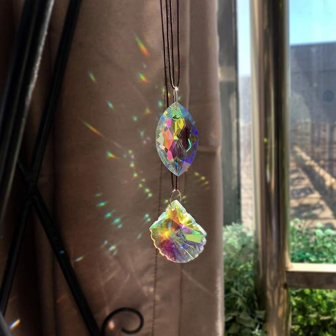 H&D HYALINE & DORA 10pcs Coloful Crystal Chandelier Lamp Lighting Drops Pendants Prisms Hanging Glass Prisms Parts Suncatcher Home Car Decor