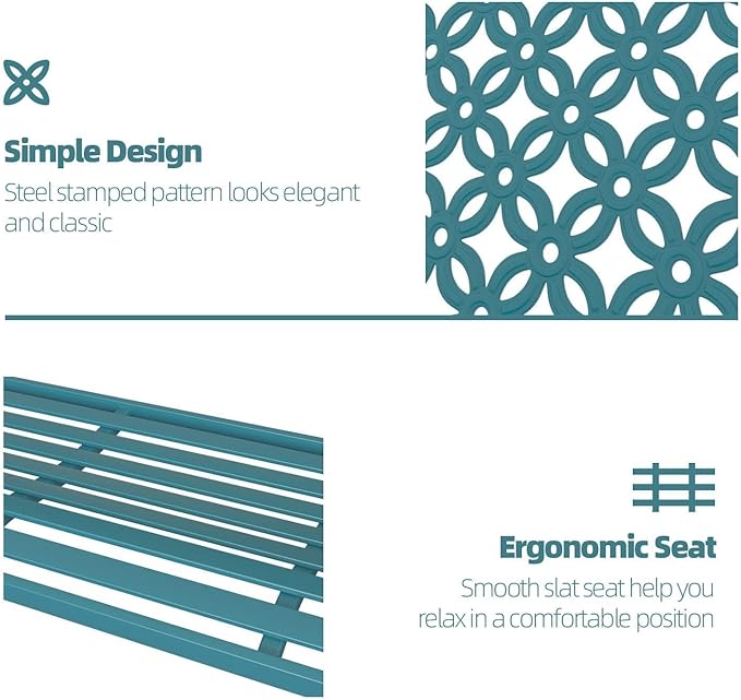 Grand patio 50" Outdoor Bench Garden Bench with Armrests Bench for Outdoors Lawn Yard Porch Lake Shore