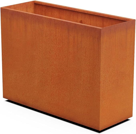 Corten Steel Planter Rectangle Outdoor Metal Garden Box Heavy Duty | Made in USA | Fully Assembled