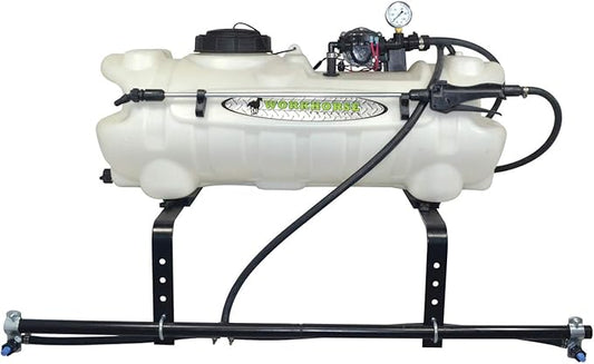 Workhorse ATV1502 15 Gallon ATV Economy Sprayer - Adjustable 2 Nozzle Boom Sprayer, 80 in. Coverage w/Handgun, 8 Ft. Wiring Harness, Battery Clips, Switch