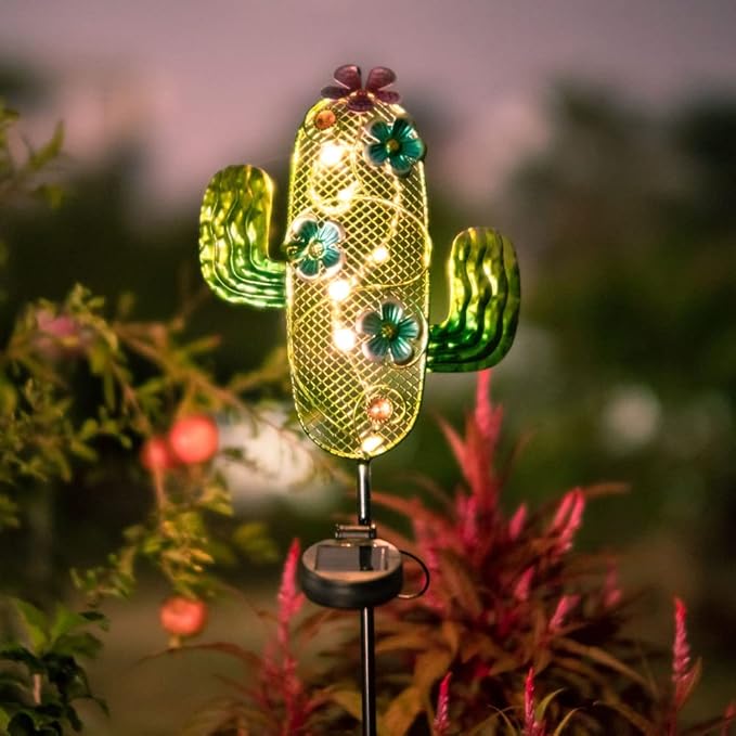 dreamysoul Solar Garden Lights, Outdoor Solar Cactus Lights Stake Waterproof for Garden Patio Yard Pathway Decoration