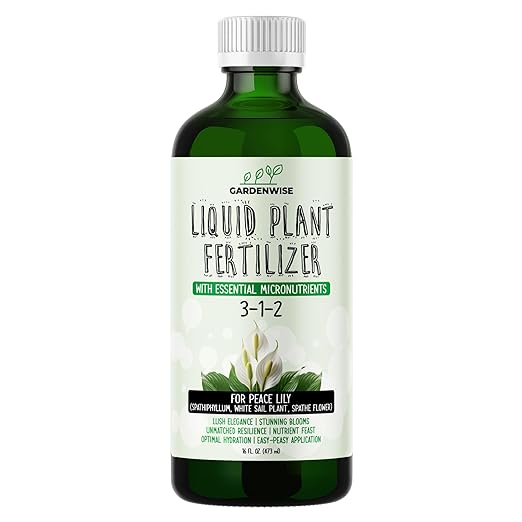 Peace Lily Fertilizer: 3-1-2 Liquid Fertilizer with Essential Micronutrients - The Ultimate Food for Spathiphyllum, Perfect for Indoor Plants (16 OZ)