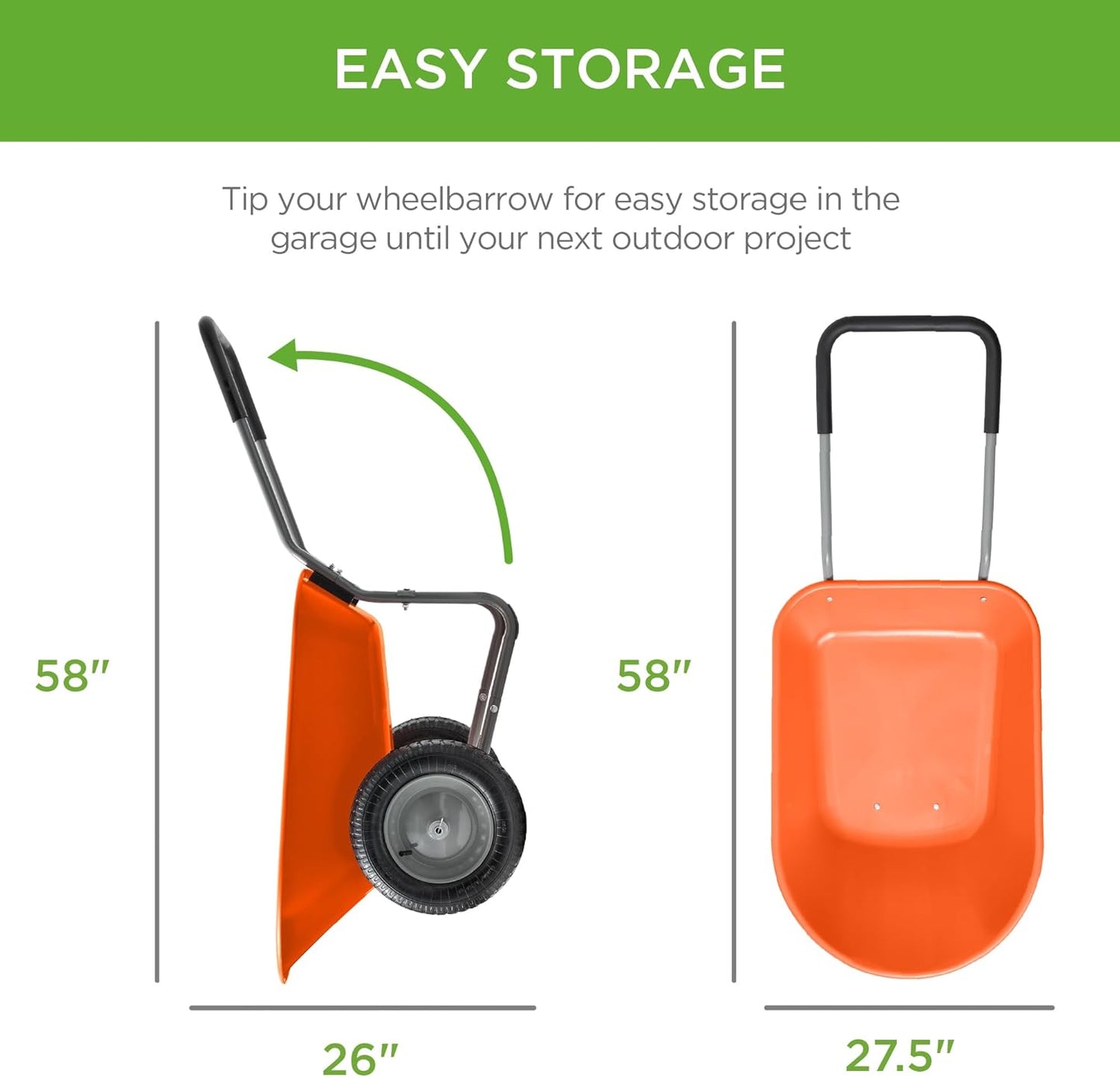 Best Choice Products Dual-Wheel Home Utility Yard Wheelbarrow Garden Cart w/Built-in Stand for Lawn, Gardening, Construction - Orange