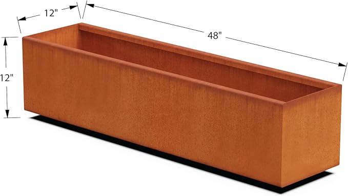 Corten Steel Planter Rectangle Outdoor Metal Garden Box Heavy Duty | Made in USA | Fully Assembled