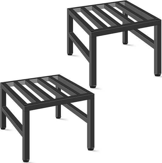 Plant Stand Indoor Outdoor, Heavy Duty Wrought Iron Pedestal Stands Metal Plant Stand for Indoor Outdoor, Sturdy Low Flower Stand Display Planter Shelf, 2pcs, Black