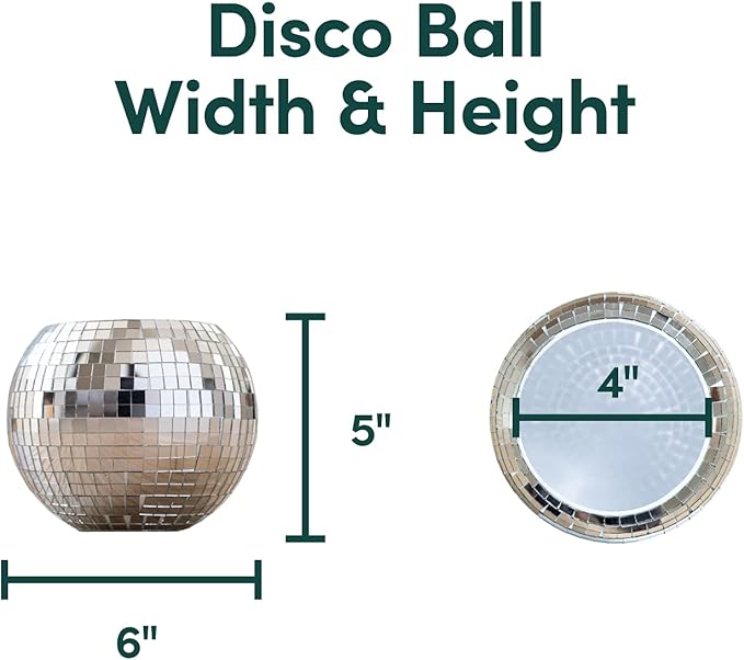 Hanging Disco Ball Planter 8" - with Acrylic Stand and Macrame Plant Hanger - Home Décor, Room Décor, Mirror Disco Planter, Disco Decor (6" with Black Hanger, Flat Base)