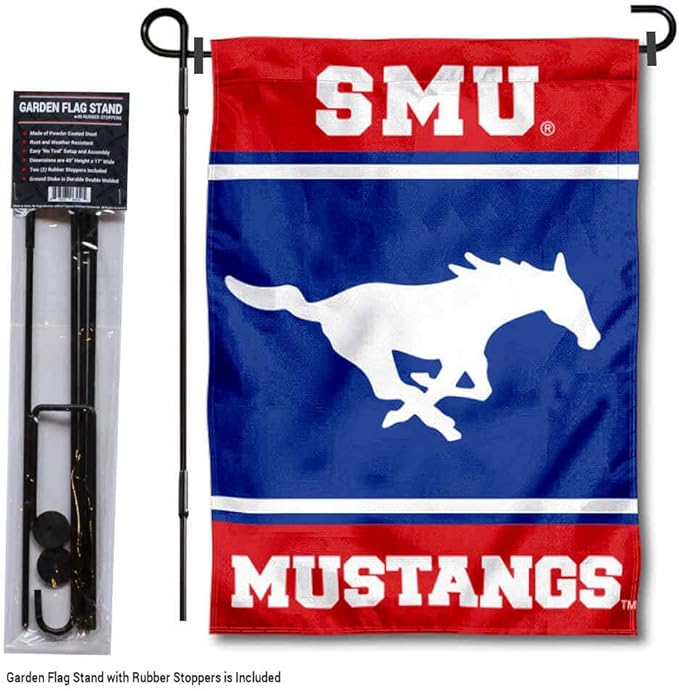 College Flags & Banners Co. Southern Methodist Mustangs Garden Flag with Stand Holder