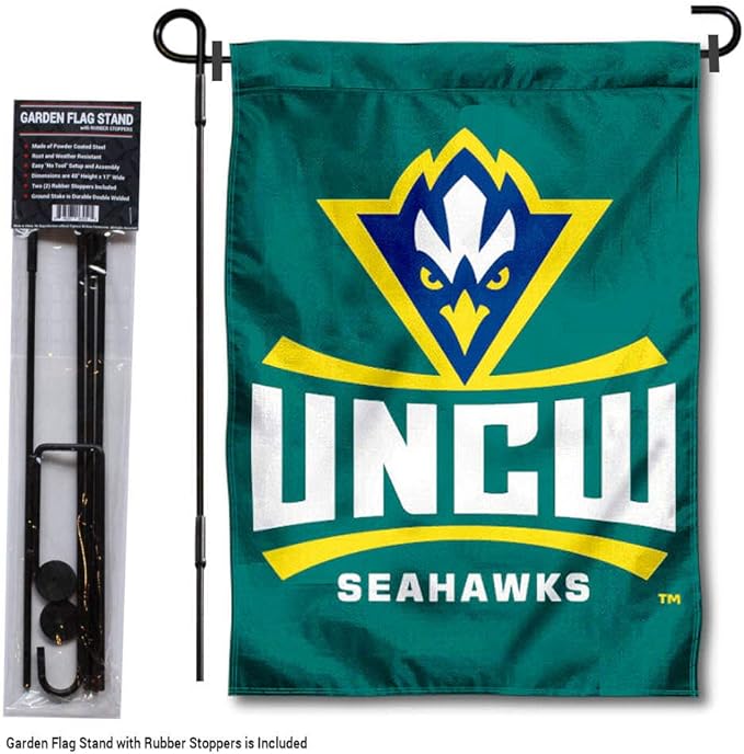 College Flags & Banners Co. North Carolina Wilmington Seahawks Garden Flag with Stand Holder