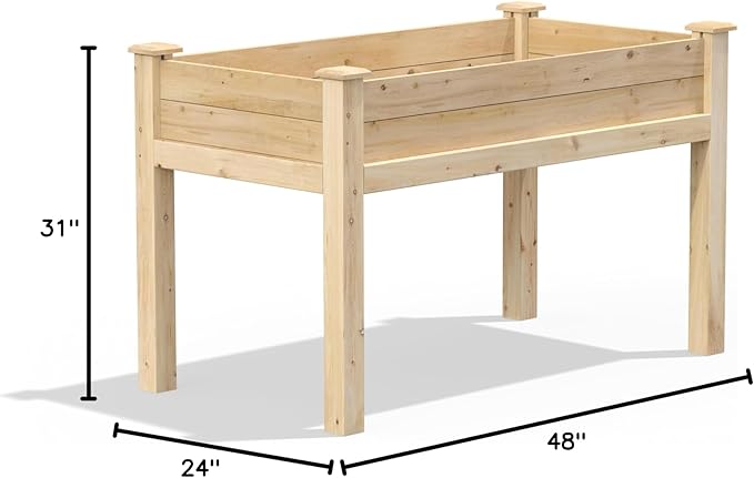 Greenes Fence Original Cedar Elevated Garden Bed, 24" W x 48" L x 31" H - Made in USA with North American Cedar