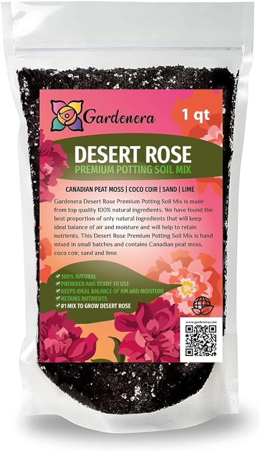 Premium Desert Rose Potting Soil - Optimal Blend for Thriving Adenium Plants - 1 Quart