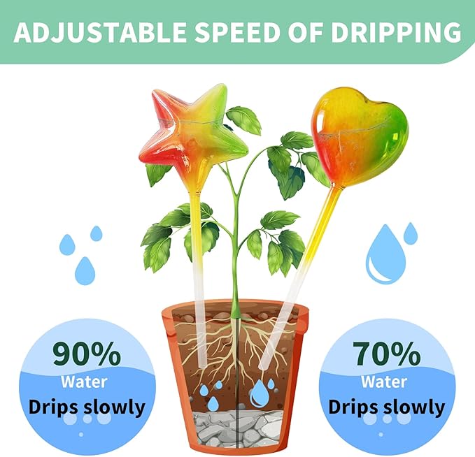 Glass Plant Watering Globes, Flower Watering Globes Self Watering Star Plant Watering Pot, Automatic Multicolored Glass Watering Spray for Everyday Use,3 Pack (A)