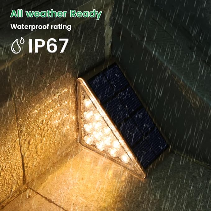 Solar Step Lights for Outside,8pack Solar Stair Lights Outdoor Waterproof IP67,Outdoor Deck Step Lights,Solar Outdoor Lights for Staircase,Patio,Front Step(Warm Brown)
