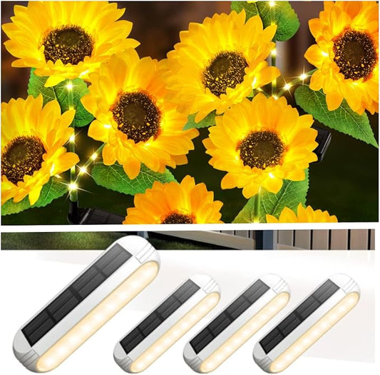 Solar Garden Lights Outdoor Waterproof, AHAORIGIN 3 Pack Sunflower Solar Lights for Outside with 9 Lifelike Sunflower, 36 Bright LED Solar Powered Outdoor Lights for Yard Pathway Garden Decorations