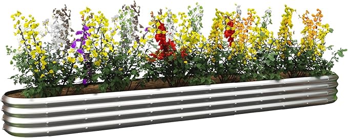 Galvanized Raised Garden Bed Kit, Galvanized Planter Garden Boxes Outdoor, Oval Large Metal for Vegetables,Flower,12x1.8x1FT