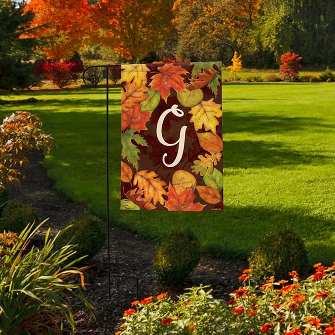 Briarwood Lane Fall Leaves Monogram Letter G Garden Flag