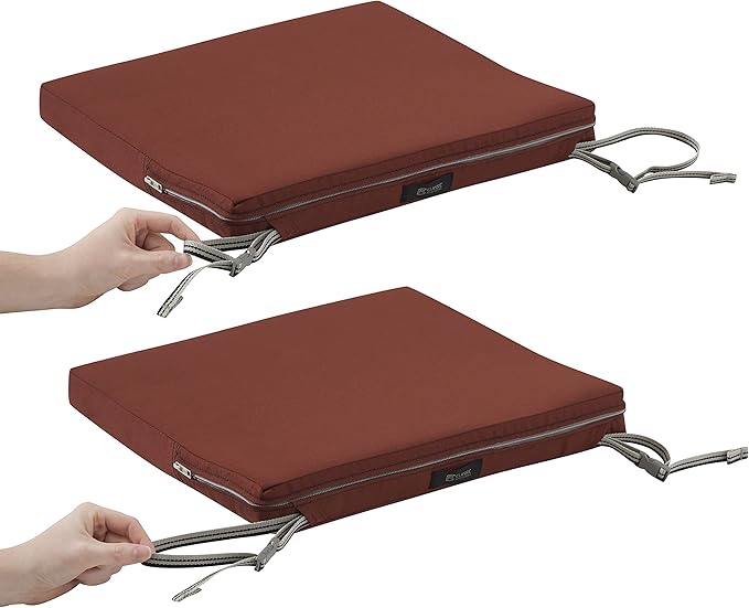 Classic Accessories Ravenna Water-Resistant Patio Chair Seat Cushion, 18 x 18 x 2 Inch, Spice, Patio Furniture Cushions