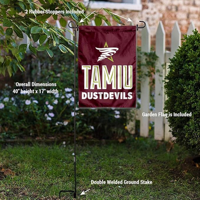 College Flags & Banners Co. Texas A&M International Dustdevils Garden Flag with Pole Stand Holder